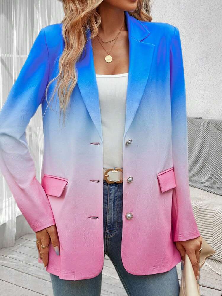 Ombre Lapel Neck Single Breasted Blazer