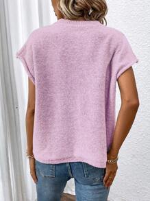 SHEIN Essnce Batwing Sleeve Sweater Vest - Pink - View 2