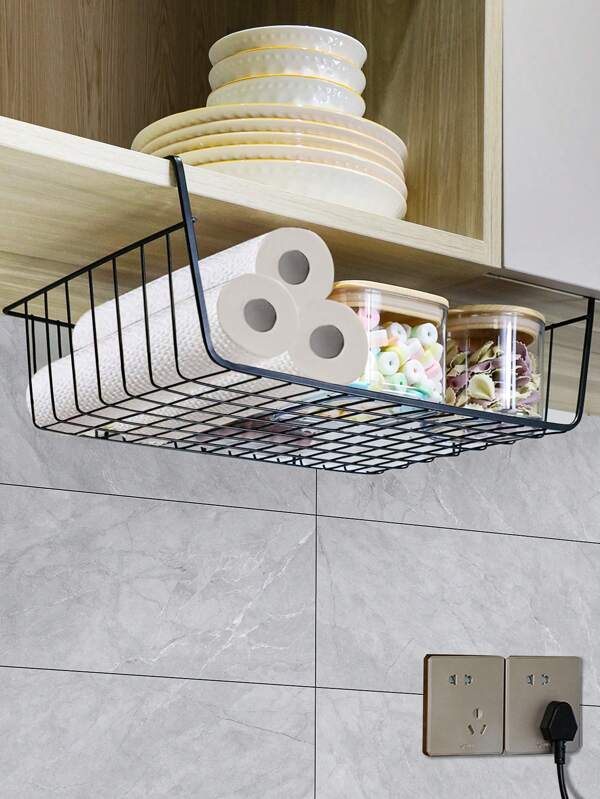 Shein basic living 1pc hanging basket with hooks kitchen shelves