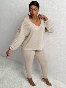 Slaydiva Hơn Áo thun Thả vai & Xà cạp - Màu be - Xem 5