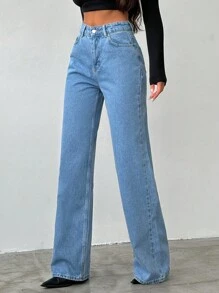 Slant Pocket Straight Leg Jeans