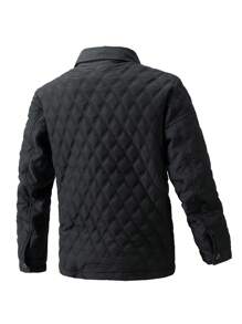 Áo khoác nam cài nút cổ bẻ có lớp lót, giữ ấm. - màu đen - Xem 2