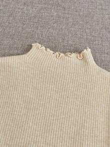 Franclia Solid Mock Neck Thermal Sweater,Long Sleeve Tops Knit Pullover Fall Winter Outfit - Apricot - View 7