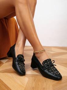 Giày cao gót mũi vuông thời trang đơn giản, cá tính, đơn giản, thời trang, đa năng, có khóa, đế dày, đế xuồng cho nữ - màu đen - Xem 2