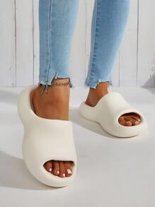 女性涼爽白色eva拖鞋,時尚中性白色eva平底拖鞋,白色女士塑料拖鞋 - 白色 - 查看 1