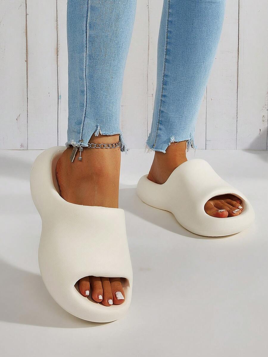 女性涼爽白色eva拖鞋,時尚中性白色eva平底拖鞋,白色女士塑料拖鞋 - 白色 - 查看 1