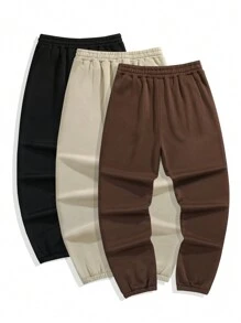 Manfinity Homme 3 piezas Pantalones de chándal sueltos con cordón para hombre