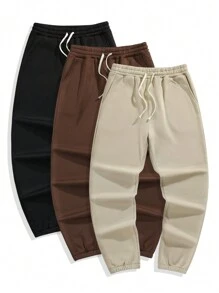 Manfinity Homme 3 piezas Pantalones de chándal sueltos con cordón para hombre