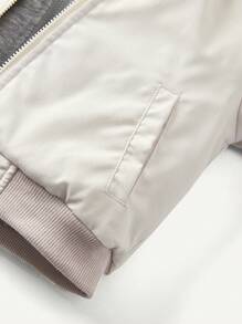 Cozy Pixies Baby Boys' Thick Padded Coat With Hood, Color Blocking Drop Shoulder And 2 In 1 Design - White - View 5