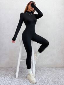 SHEIN Unity 小高領彈力緊身連體褲