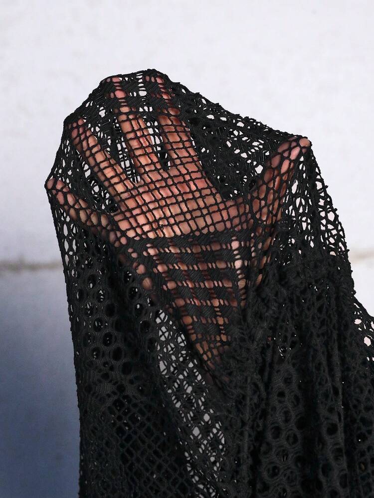 Plus Size Hollow Out Knitted Cover Up Dress Summer