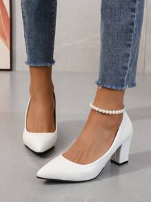 Fall/Winter 2025 Women's Elegant White High Heel Pumps,Elegant