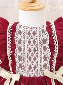 寶寶女孩時尚宮廷風長袖裙子,適用於秋冬,首選1歲生日禮物