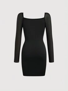 SHEIN Unity 女式方領長袖連身裙