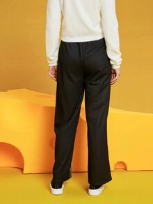 TOM & JERRY X SHEIN 女款卡通印花長褲 - 黑色 - 查看 2