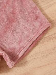 SHEIN Tween-Mädchen Rosa, flammhemmendes, zweiteiliges Homewear Set aus Plüsch im weichen und sauberen Stil