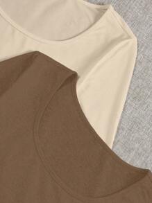 SHEIN Unity 3pcs Women's Solid Color Round Neck T-shirt - Multicolor - View 4