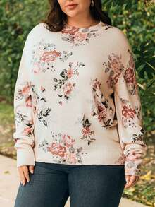 EMERY ROSE 大尺寸花卉圖案下垂肩毛衣 - 彩色 - 查看 3