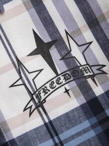 Manfinity Homme Men Plaid & Letter Graphic Overcoat - Multicolor - View 6