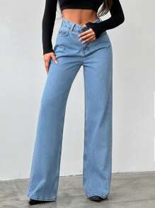 Slant Pocket Straight Leg Jeans