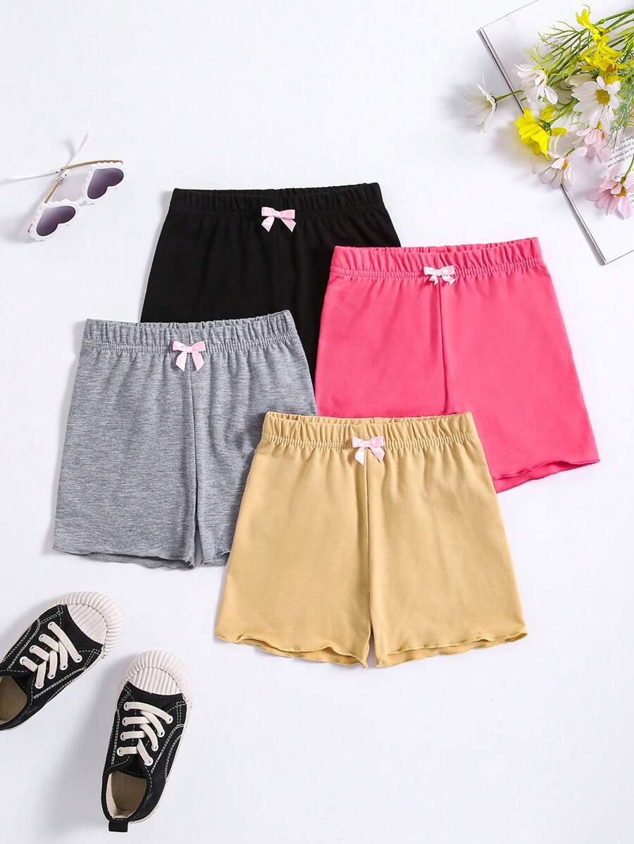 SHEIN Young Girl 4pcs/Set Bowknot Shorts