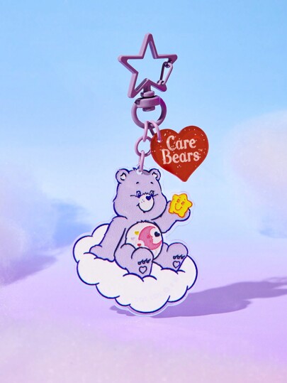 ROMWE X Care Bears 1 pezzo Portachiavi a forma di orso viola e stella, regalo di San Valentino