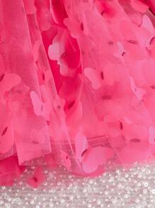 Spring/autumn 2023 New Arrival Sweet & Cute Style Girls' Butterfly Mesh Tutu Dress In Pink - Hot Pink - View 5