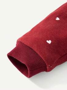 Cozy Pixies 寶貝女孩愛心圖案圓領運動衫和褲裝套裝 - 酒紅色 - 查看 8