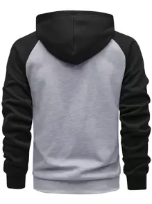 Abrigo Básico Con Capucha Con Cremallera Y Mangas Largas Para Hombre, Para Otoño E Invierno, De Color Sólido Simple Y De Moda, Con Mangas Raglán, Ideal Para Uso Casual, Deportes, Running, Actividades Al Aire Libre, Etc.