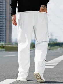 Manfinity LEGND Loose Fit Men's Denim Jeans Printed With Letters - White - View 2