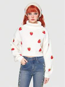 ROMWE Kawaii Suéter Con Estampado De Fresa Para Mujer - Multicolor - Ver 4