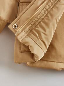 SHEIN Áo khoác có mũ trùm đầu có túi cho bé trai - Màu Khaki - Xem 5