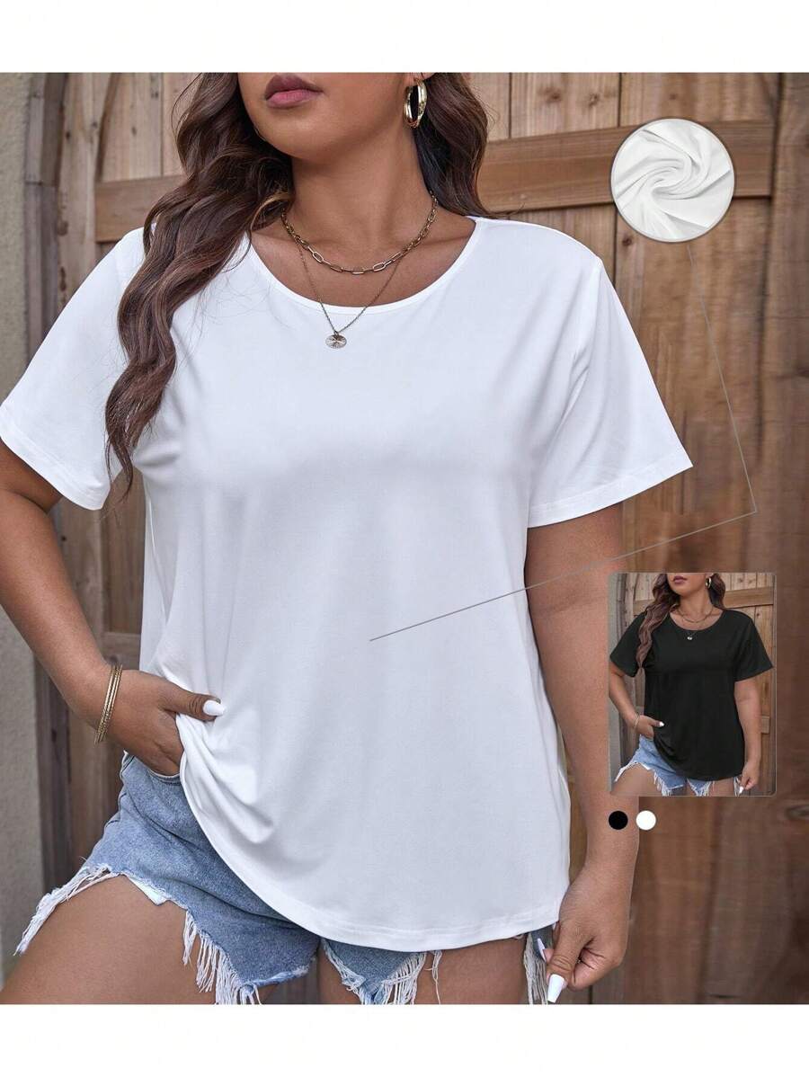 SHEIN LUNE Women's Plus Size Short Sleeve T-shirt