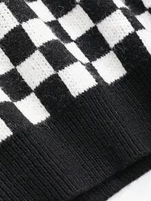 DAZY Checker Pattern Sweater Vest Without Tee - Black - View 7