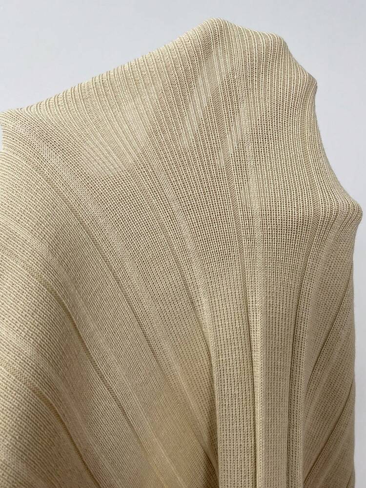 Solid Ribbed Knit Sweater & Knit Skirt Fall Cloth For Women