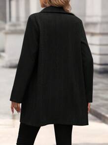 SHEIN Frenchy 雙排扣西裝領西裝外套 - 黑色 - 查看 2