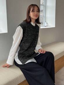 FRIFUL Women's Sweater Vest,Fall Clothes - Black - View 8