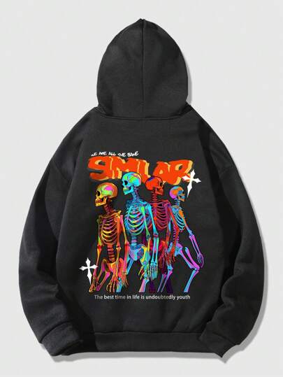 トップス Flamanti Frayed Skelton Cactus Hoodie Flamanti Frayed Skelton Cactus Hoodie Grunge Punk Men's Skull