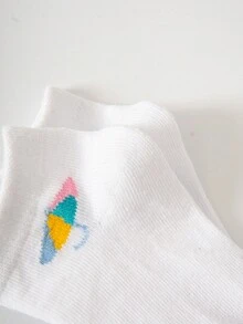 5雙孩子們的中性白色船襪適用於四季