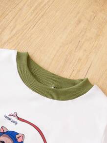 Set hanorac și pantaloni cu imprimare integrală pentru băieți, cu tematică de familie cu animale, toamnă/iarnă - Caisă - Vizualizare 7