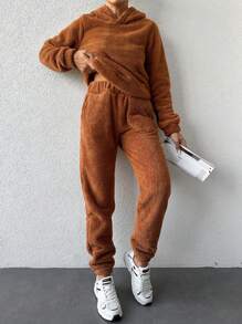 EURMUSE 3D Ear Design Teddy Hoodie & Pants