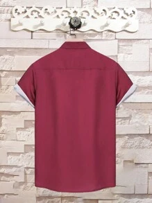 Manfinity 男士撞色圖案印花襯衫不帶T恤 - 彩色 - 查看 2