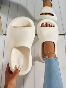 女性涼爽白色eva拖鞋,時尚中性白色eva平底拖鞋,白色女士塑料拖鞋 - 白色 - 查看 3