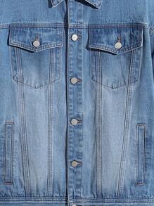 SHEIN Garoto adolescente Bolso Com Aba Jaqueta Denim
