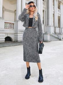 GENKIRA Veste De Blazer Courte Avec Jupe Fendue Sur L'ourlet - Multicolore - Voir 6