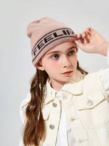 SHEIN 1pc Letter Jacquard Simple Style Knitted Beanie - Khaki - View 6