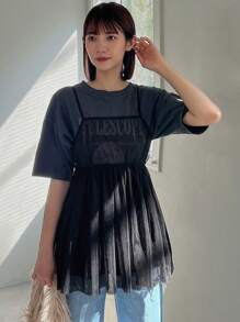 FRIFUL Của phụ nữ Off-shoulder Áo Với Hem - màu đen - Xem 5