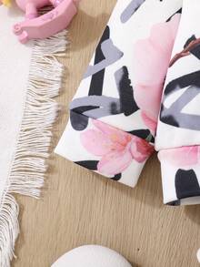 女嬰花卉和字母圖案連帽衫和半身裙 - 彩色 - 查看 5