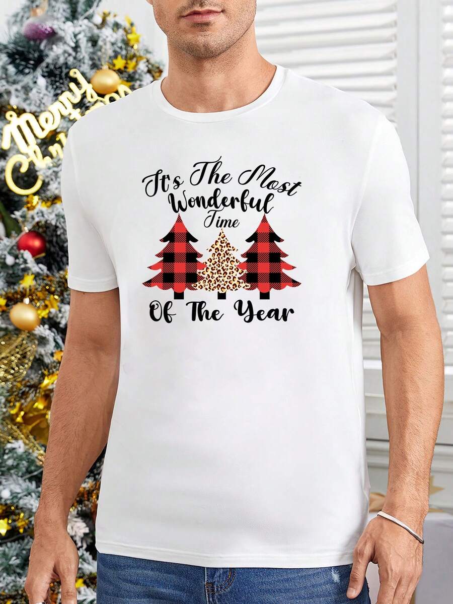 GENTILAND 男士聖誕圖案T恤 - 白色 - 查看 1