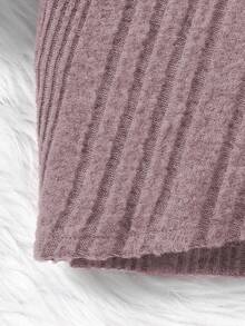 SHEIN 幼兒女童優雅粉色扭結前低翻邊裙,適用於秋季 - 粉色 - 查看 6